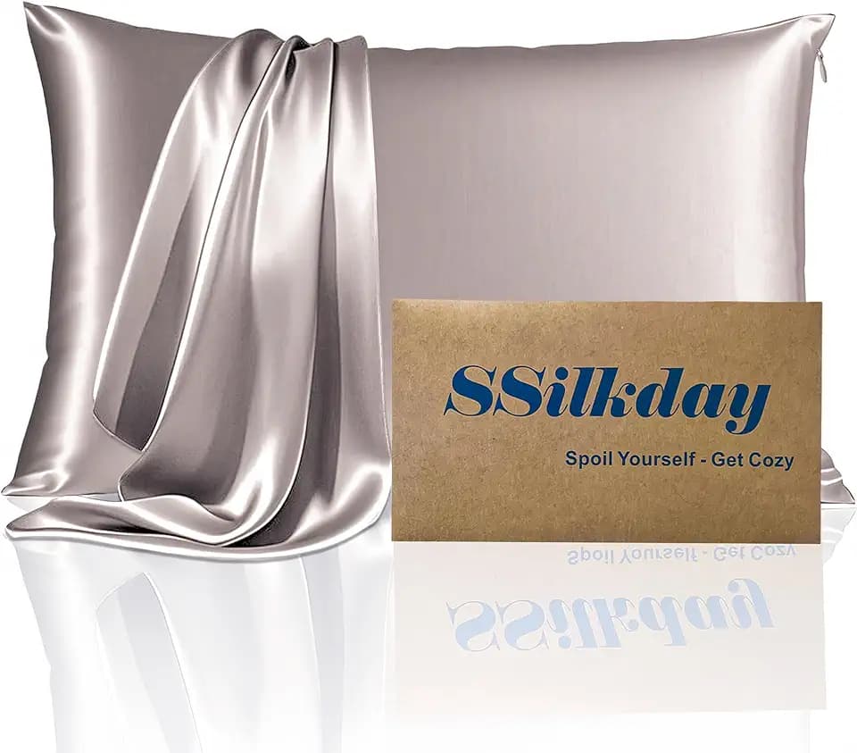 Mulberry Silk Pillow Cases with Zipper, Ultra Smooth Soft Breathable Cooling Pillow Cases for Hot Sleepers, Silk Satin Pillowcase for Hair and Skin, Gifts for Women (Taupe, King Size, 1 Pack)
