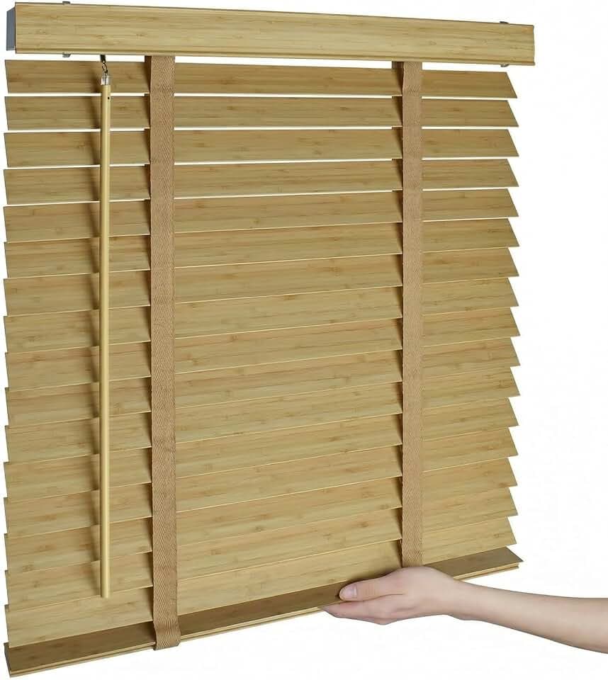2" Cordless Bamboo Blinds,Indoor Windows Horizontal Wood Blinds 37.5"Wx48"H