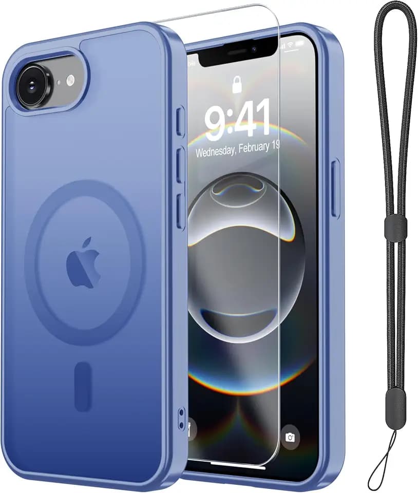 Magnetic Case for iPhone 17e/ 16e Case with Screen Protector+Wrist Strap