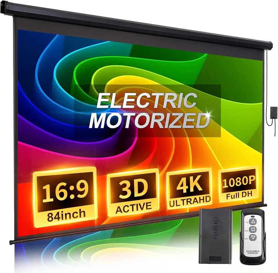 Motorized Projector Screen Pull Down Small Automatic Projector Screen Black