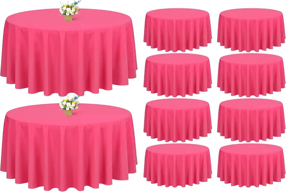 Showgeous 90 Inch Hot Pink Round Tablecloths, Polyester Table Covers