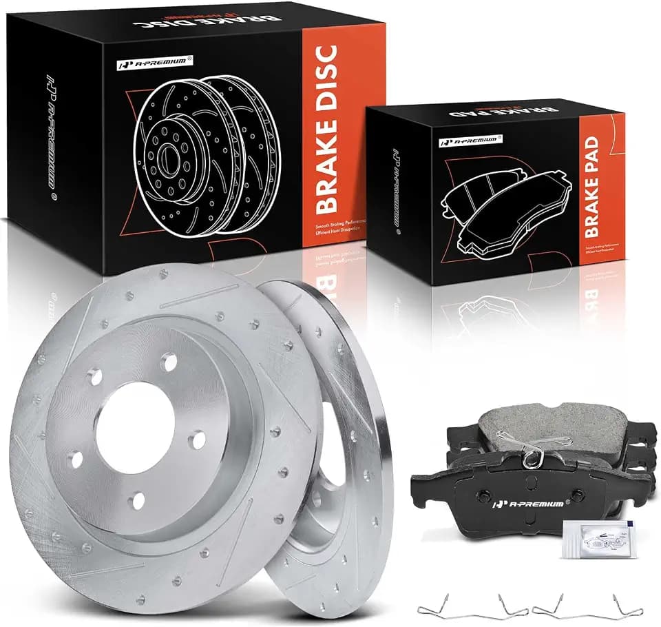 A-Premium 11.02 In (280mm) Rear Brake Rotors & Ceramic Pads Kit, 6-Pack
