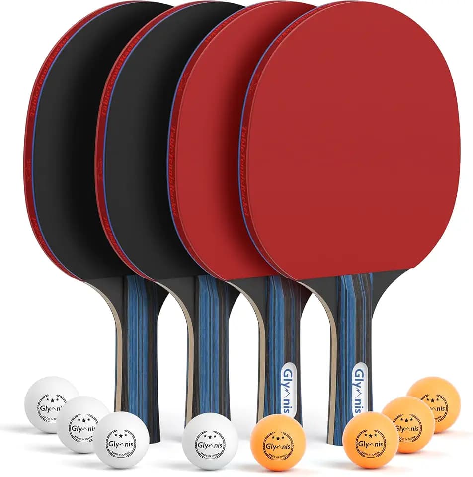 Glymnis Tischtennisschläger, Tragbares Tischtennis Set mit Tischtennisbälle