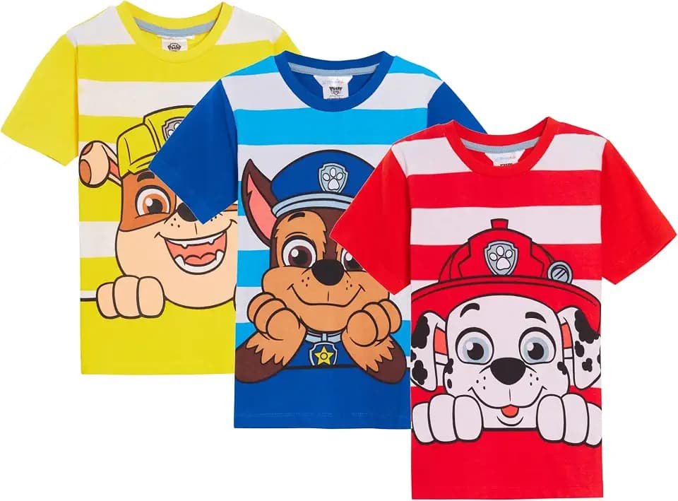 PAW PATROL Jungen 3er-Pack T-Shirts Chase Marshall Rubble Dress Up Top Short T-Shirts