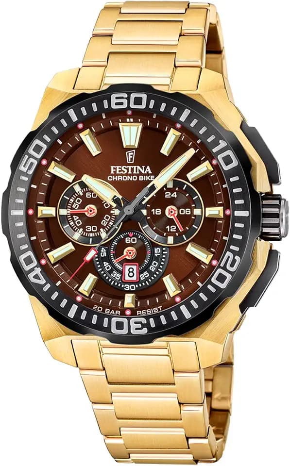 Festina Herrenuhr Analog aus Edelstahl 316l Goldfarben F20727/3