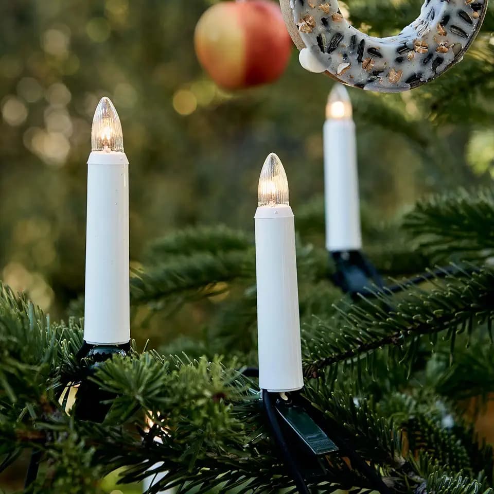 hellum Lichterkette Christbaum außen mit 20 Kerzen und teilbarem Stecker