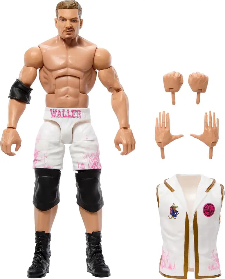 Mattel WWE Elite Action Figure & Accessories, Series #107 Grayson Waller 6-inch Collectible with 25 Articulation Points & Swappable Hands