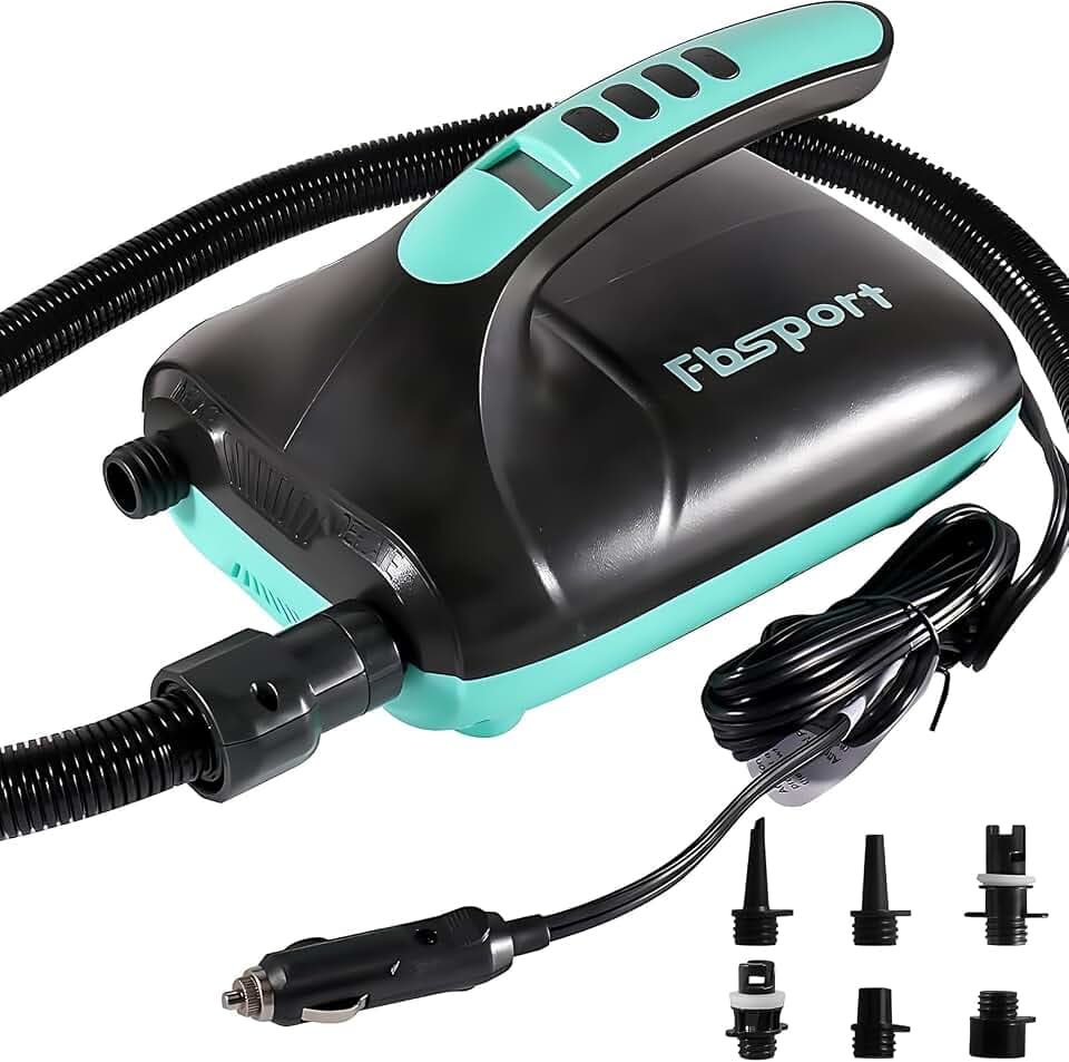 SUP Pumpe Elektrisch 20 PSI, 12V DC Elektrische Hochdruck Luftpumpe mit Auto-Off-Funktion, 2-Stufen Inflation/Deflation und LCD, Hochdruckluftpumpe für Paddle-Board Kajak Luftmatratze Zelt