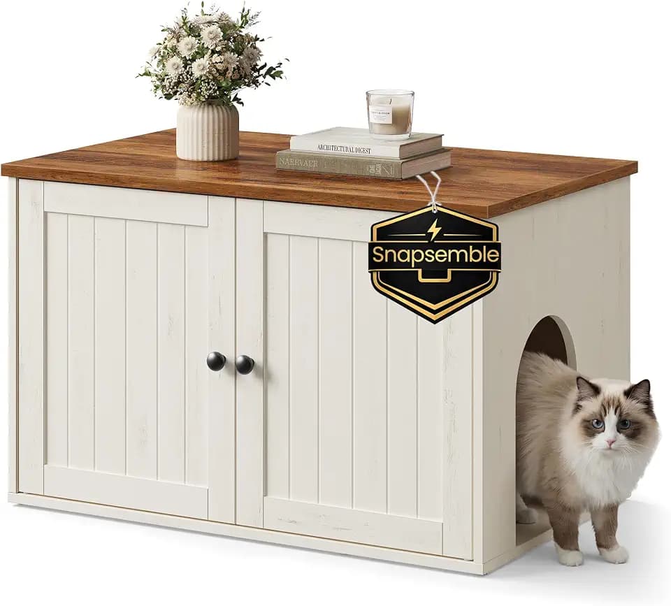 SONGMICS HOME Toolless Assembly Litter Box Enclosure, Cat House