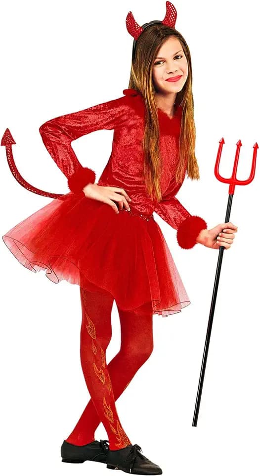W WIDMANN MILANO Party Fashion - Kinderkostüm Teufelin, Hölle, Halloween, Faschingskostüme