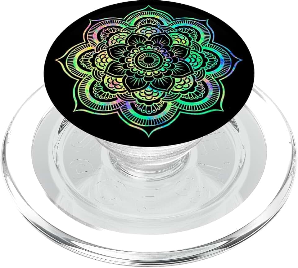 Green Flower Mandala Pop Mount Socket Knob Divine Mandala PopSockets PopGrip for MagSafe