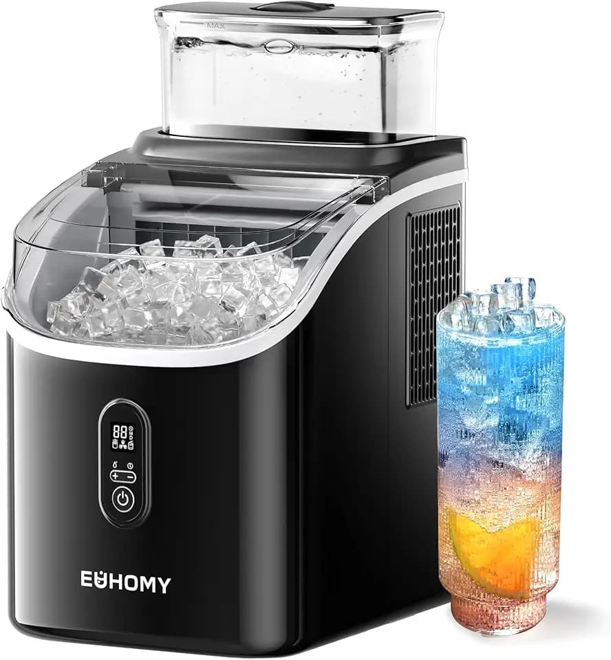EUHOMY Clear Ice Cube Maker Countertop with 1.5L Top Tank, 34Lbs/Day