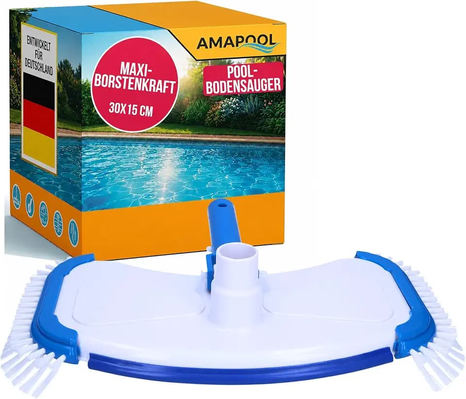Amapool Pool-Bodensauger, Poolbürste mit Borsten für Poolschlauch 38 mm