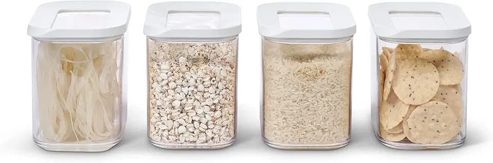 Mepal 4-teiliges Set Vorratsdosen mit Deckel - Lebensmittelbehälter Rechteckige - Küchenorganizer aus Kunststoff - Vorratsbehälter Luftdicht - 4 x 1000 ml - White