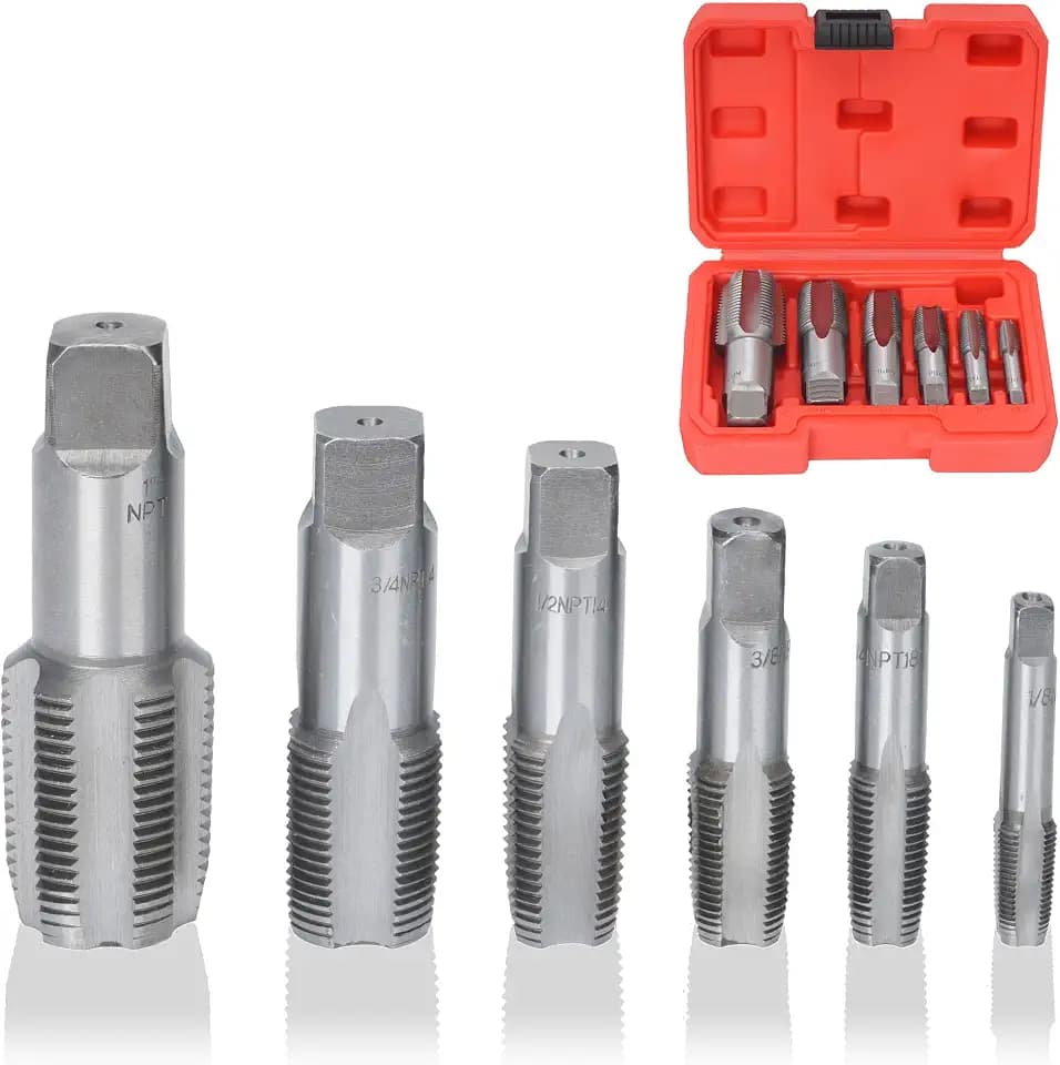 aleawol 6-teiliges Rohrgewindebohrer-Set, Npt-Gewindebohrer-Set