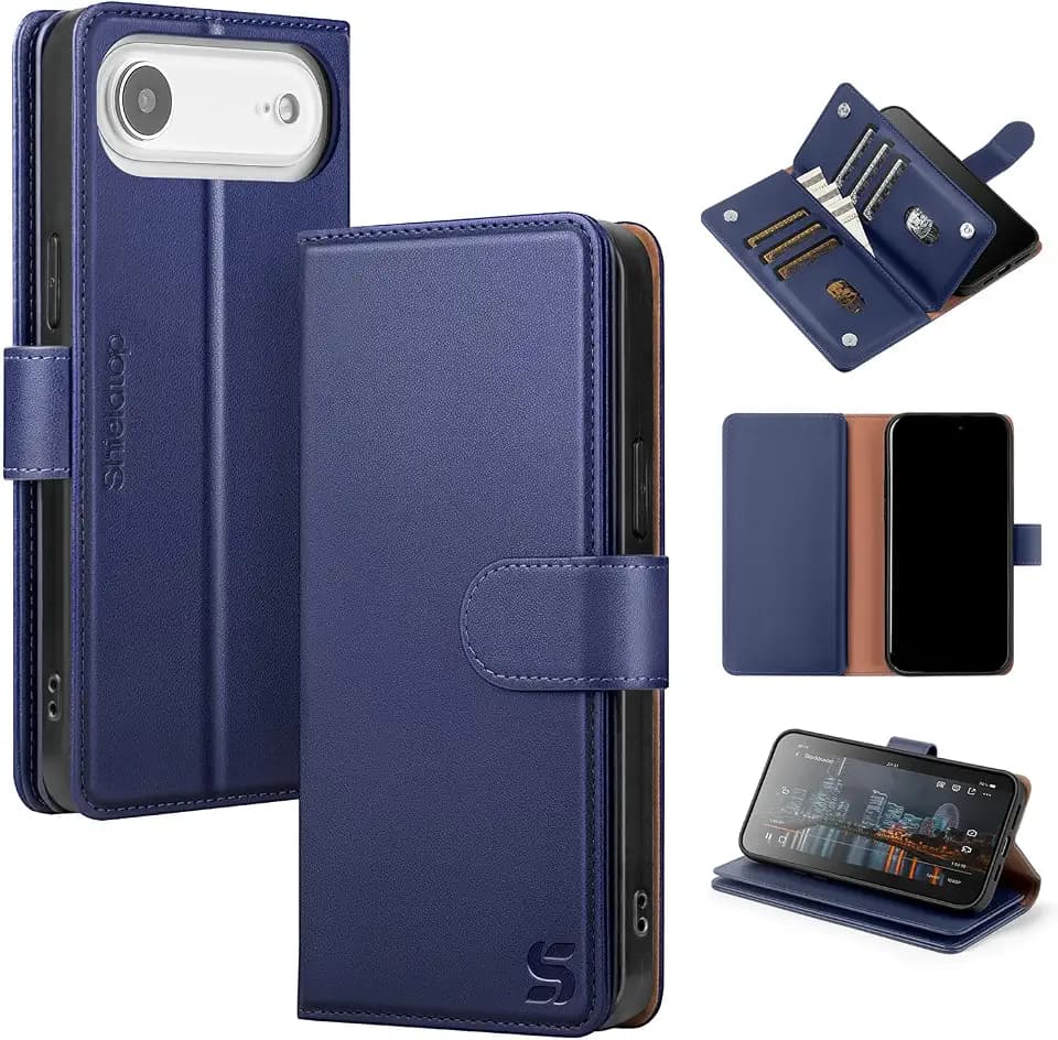 Shieldtop for iPhone 17 Air Wallet Case with Card Holder,Dark Blue