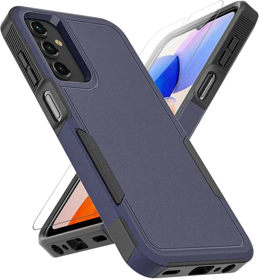 MDCN Compatible with Samsung Galaxy A15 5G Case: Dual Layer Protective Heavy Duty Cell Phone Cover Shockproof Rugged with Screen Protector - Military Protection Bumper Tough, Blue