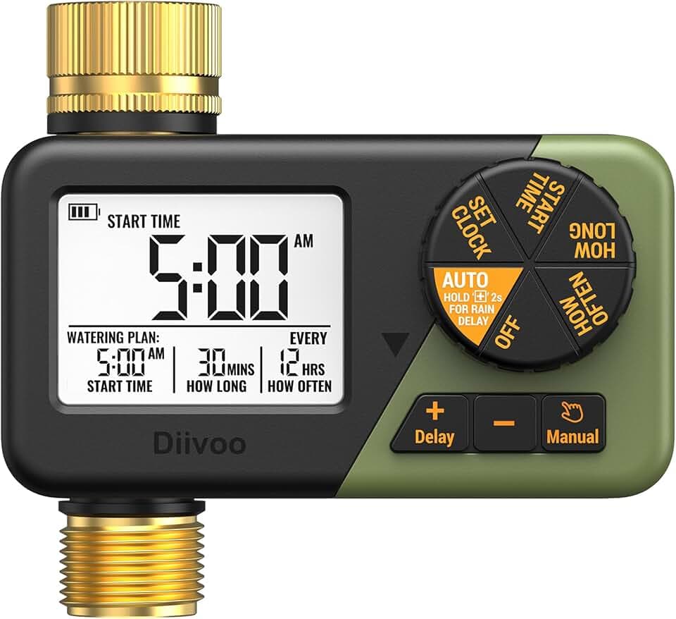 Diivoo Brass Hose Timer, Programmable Garden Timers for Watering