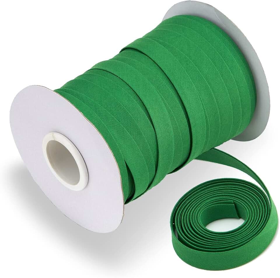 Tewadoo Bias Tape Double Fold 1/2 Inch Green 55 Yds for Sewing