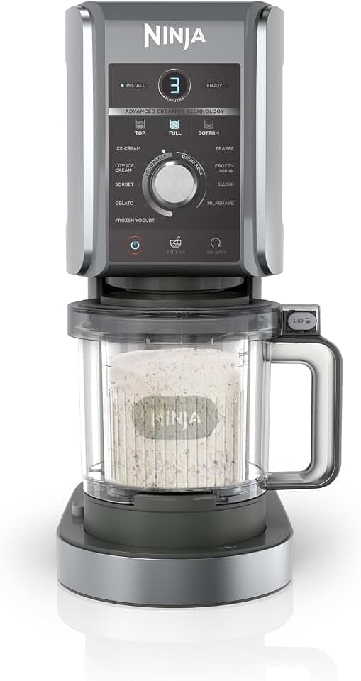 Ninja CREAMi Deluxe Eis- & Eisgetränkmaschine, 2 Becher, Silber
