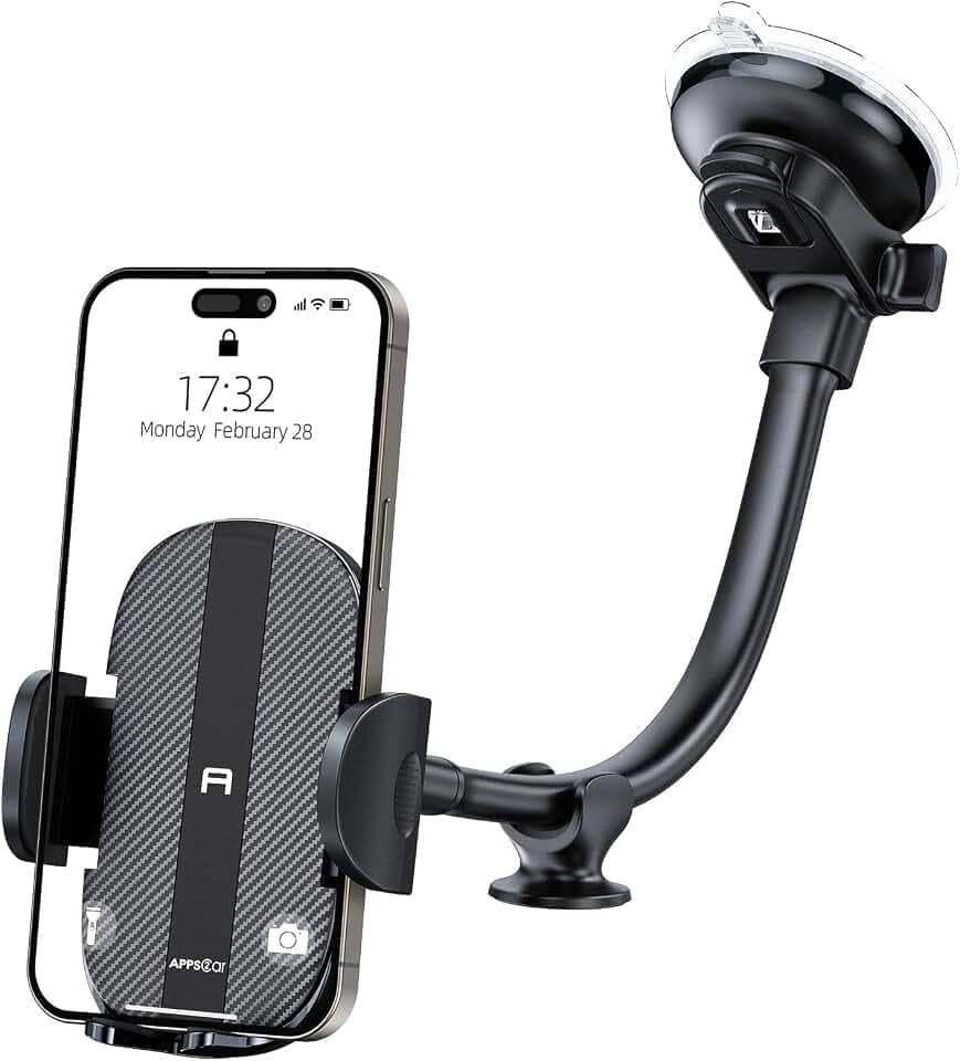 APPS2Car Handyhalterung Auto Saugnapf, Universal KFZ Handyhalterung Auto Windschutzscheibe, Smartphone Halterung Handyhalter Auto für iPhone 17/16/15/13/12/11, Samsung S24/S22, Redmi,Huawei,usw