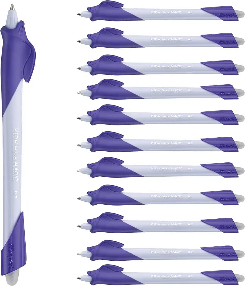 Maped Kidy Learn radierbarer Kugelschreiber, 12 Stück, mit integriertem Radiergummi, nachfüllbar und ergonomisch, zum Erlernen des Schreibens, Grundschulbedarf