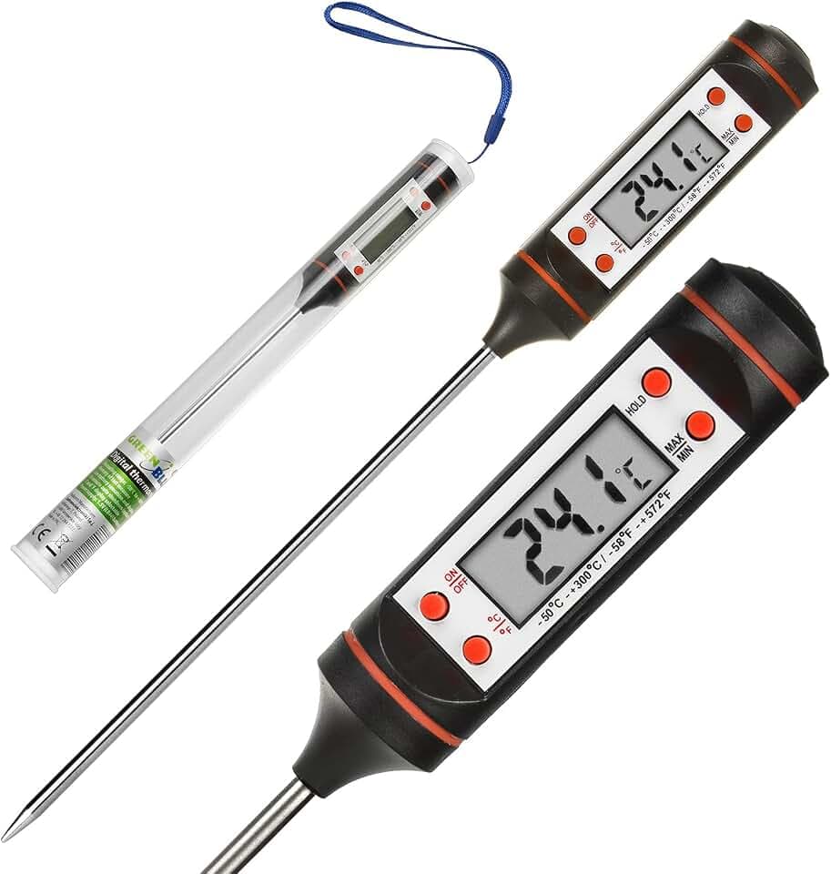 Green Blue GB178 Digitales Stiftthermometer Thermometer Fühler für Lebensmittel Lebensmittelthermometer von -50 °C bis ca. +300 °C LCD DIsplay