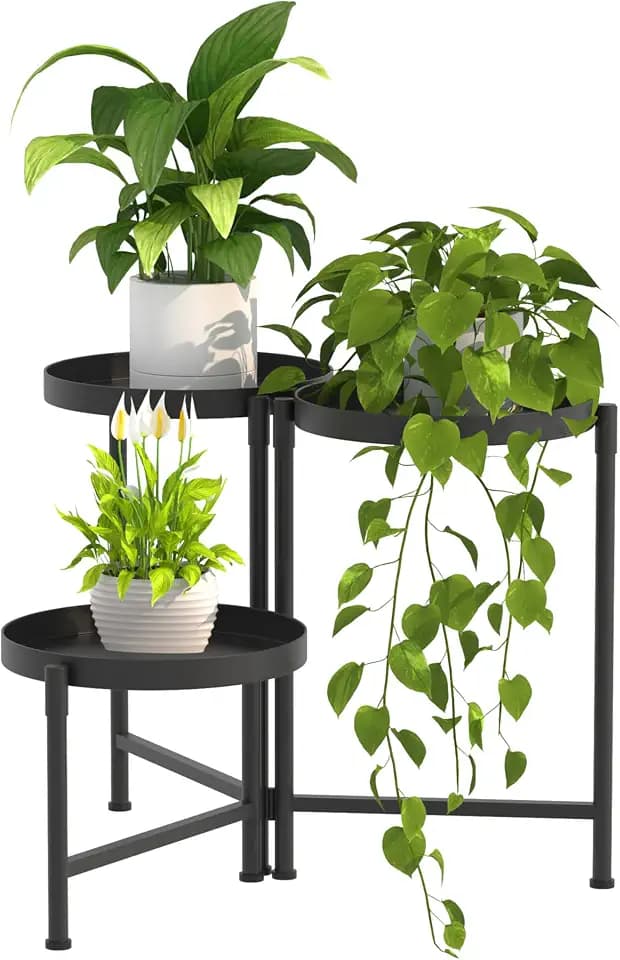 3 Tier Tall Metal Plant Stand, Duty Tiered Flower Shelf for Patio Garden