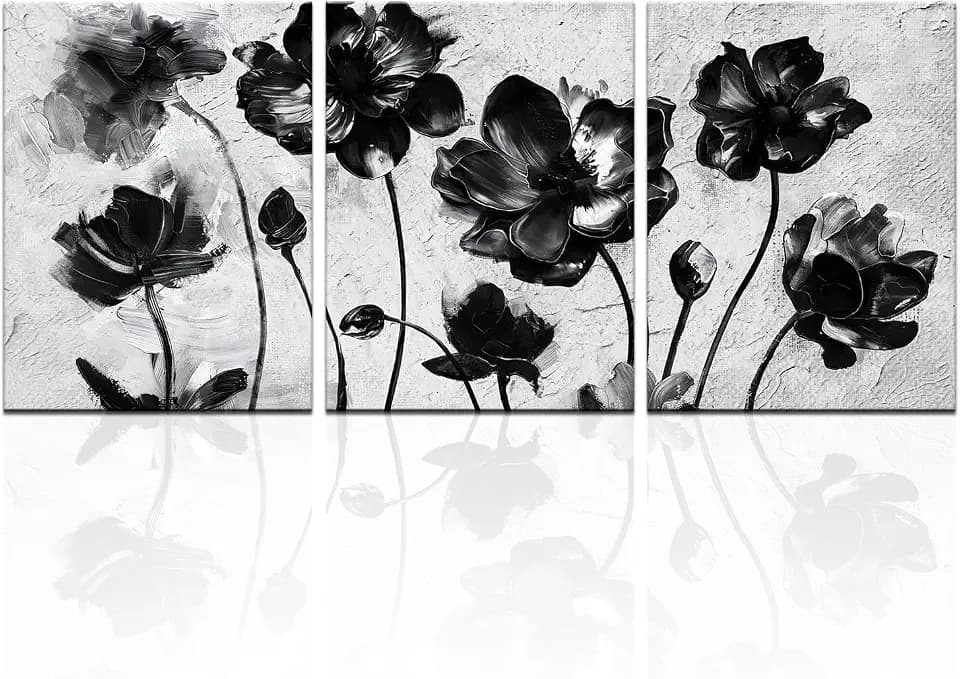 Nachic Wall Abstract Floral Wall Art Flower Painting Decor, Black