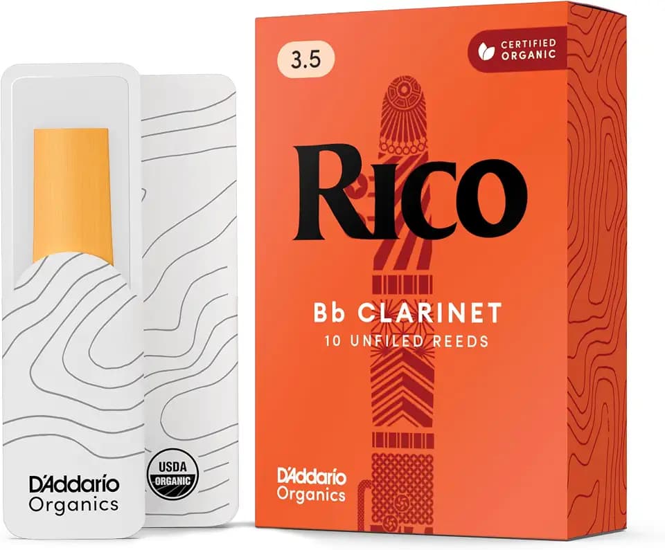Rico Organic Bb Clarinet Reeds, Strength 3.5, 10 Pack