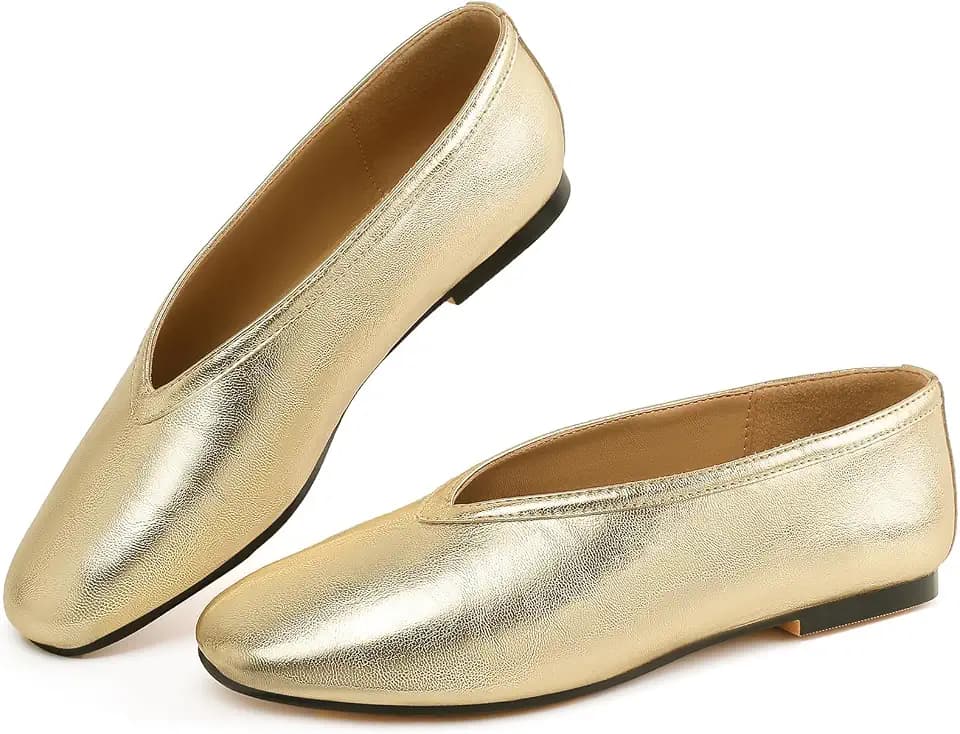 RIBONGZ Ballet Flats for Women Suede Mary Janes Dress Shoes Comfortable Round Toe Flat Office Walking Casual Dressy Slip On Shoes