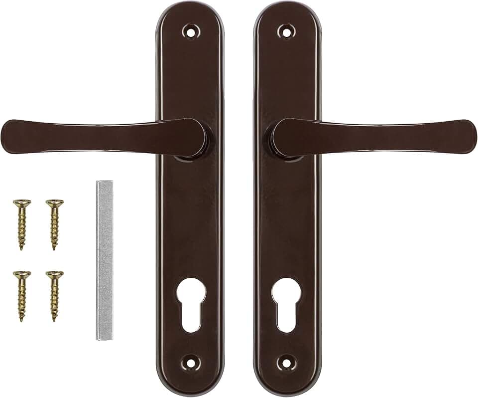 ADGO Türgriff Set für den Türeinsatzkeks 90 Links Rechts Türgarnitur Türdrücker Türklinke Drückergarnitur Aluminium Verzinkter Stahl (Braun)