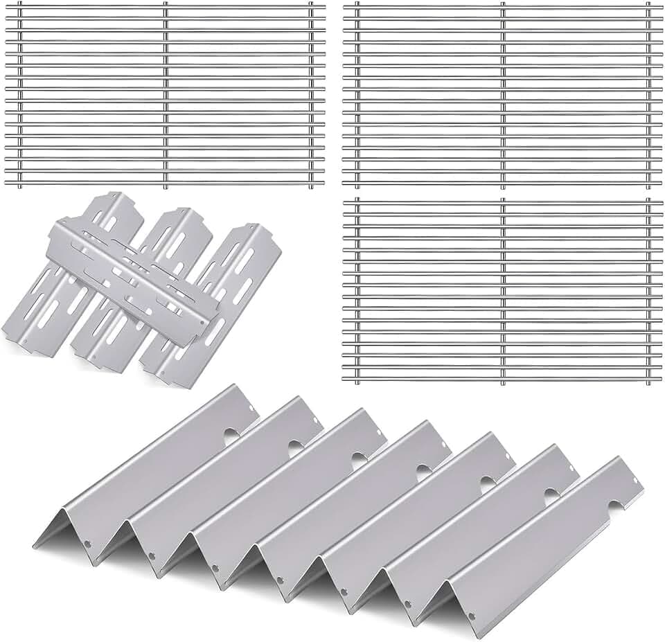 Grill Cooking Grates and Flavorizer Bars Heat Deflectors Parts for Weber Genesis II E-410 E-415 E-435 LX E-440 Series, Replacement Parts for Weber 66089, 66097, 66041, 66033, 66796