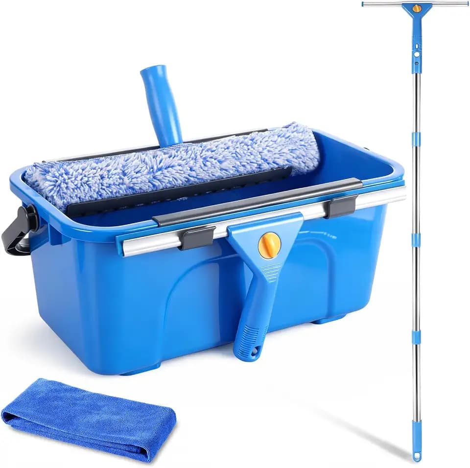 Window Cleaning Washing Kit with 3 Gal Collapsible Bucket, Classic
