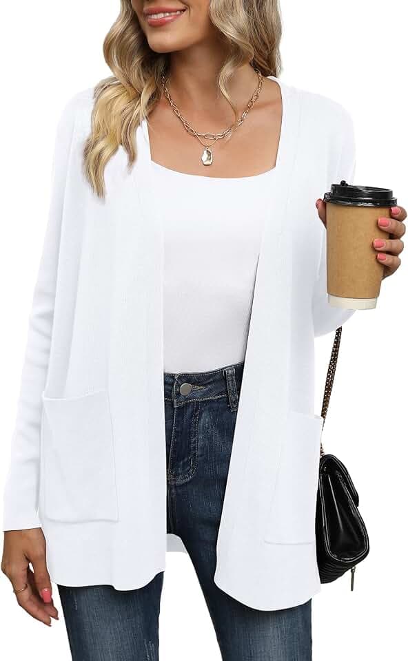 LILBETTER Women Open Front Cardigan Sweater with Pockets Fall Outfits