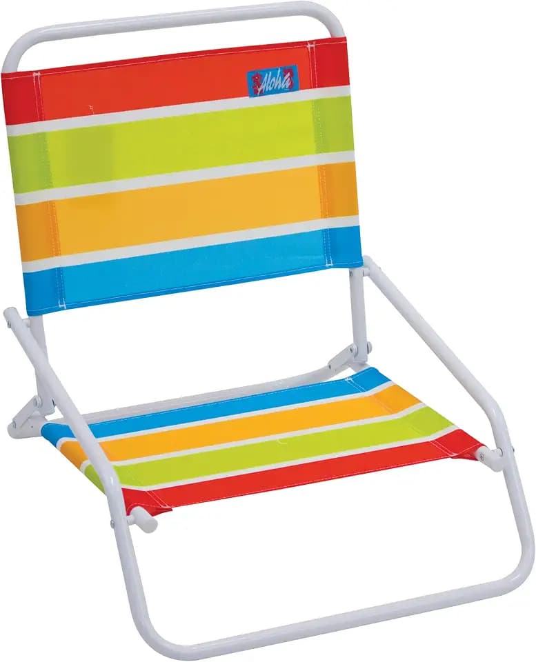 Rio Brands 1-Position Low-Profile Folding Beach Chairs, Lightweight Steel Outdoor Portable Camping Chairs, Supports up to 190 lbs.