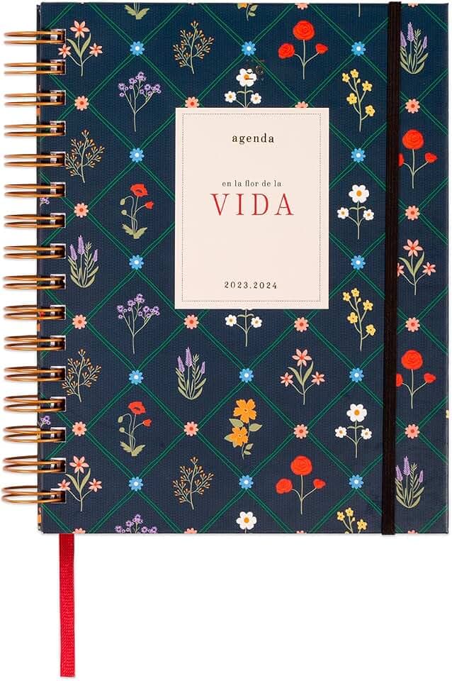 UO Schülerkalender in der Blume des Lebens Wochenansicht: beginnt im September 2023 und endet im August 2024, Hardcover, inklusive 126 Aufklebern, Gummizug und Registerband, mehrfarbig, mittel