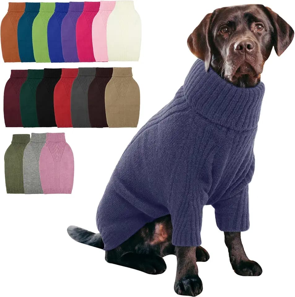 IECOii Hundepullover,Sweater für Hunde,Hundepullover für Kleine Mittelgroße große Hunde,Warmer Rollkragen Hunde Pullover,Winter Hundebekleidung for Katzen,Chihuahua,Französische Bulldogge,Labrador