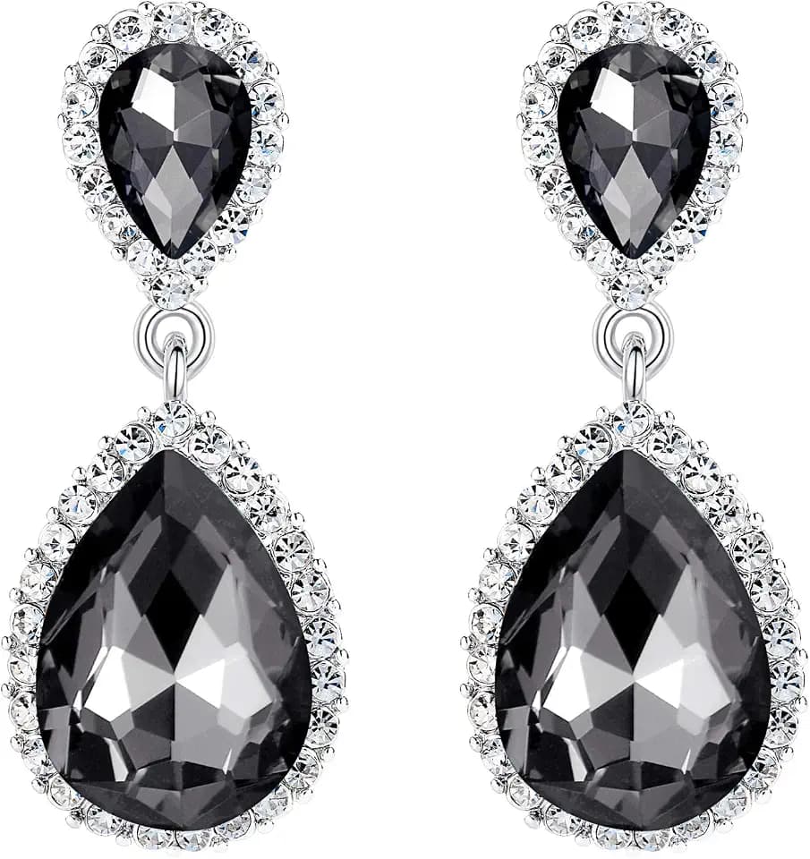 EVER FAITH Women's Austrian Crystal Wedding Tear Drop Dangle Earrings