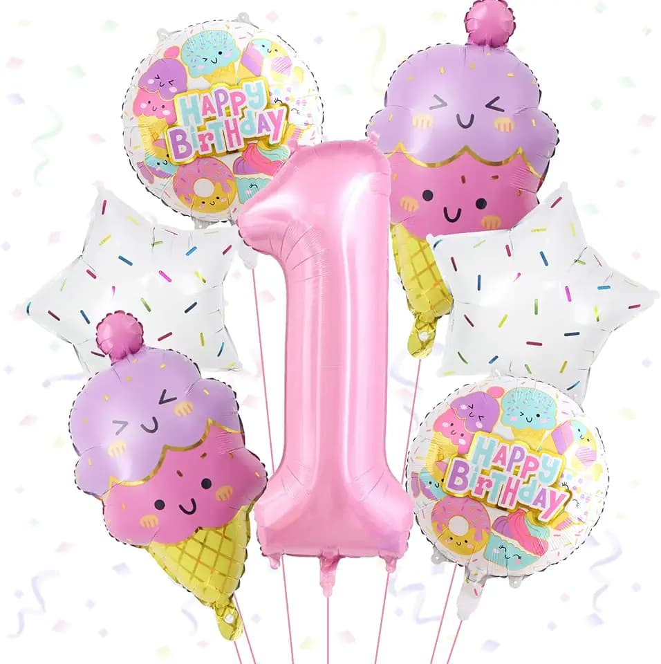 Ice Cream Balloons Pink Number 1 Balloon Ice Cream Themed Party Decorations for Birthday Party Baby Shower