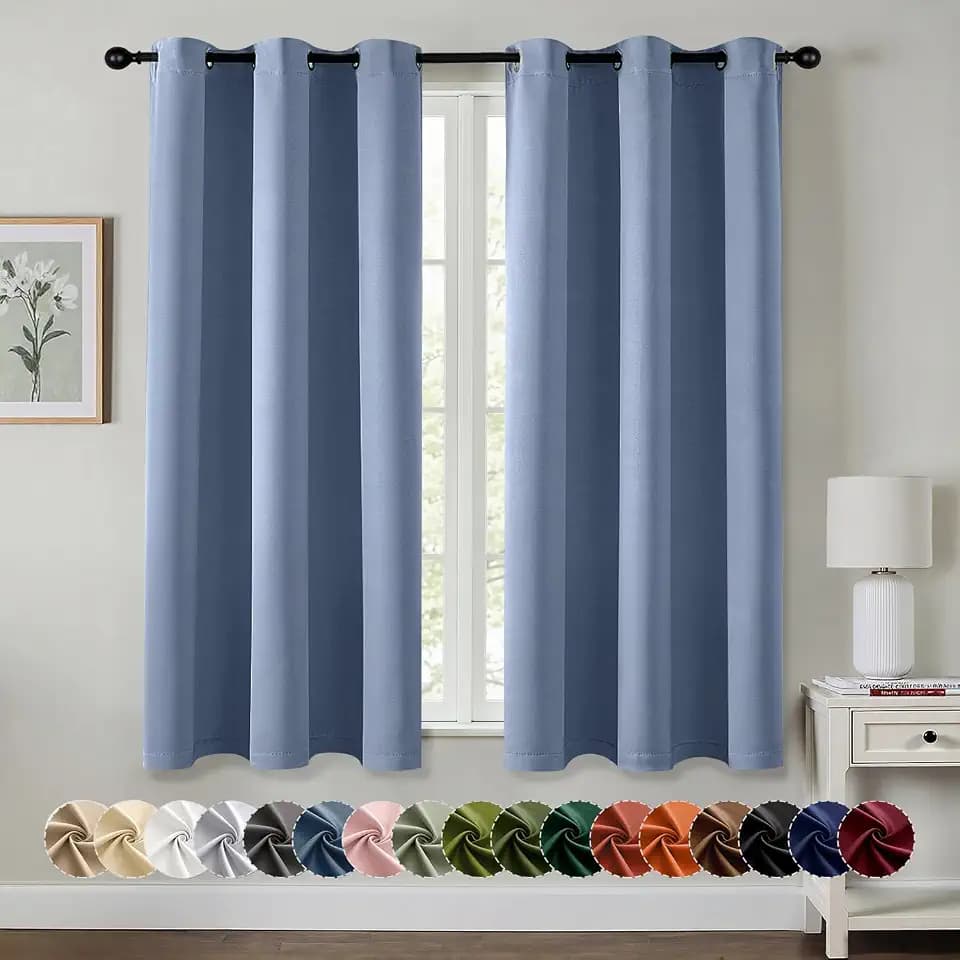 MIULEE Blackout Curtains for Bedroom 2 Panels 40 x 63 Inch Long Denim Blue