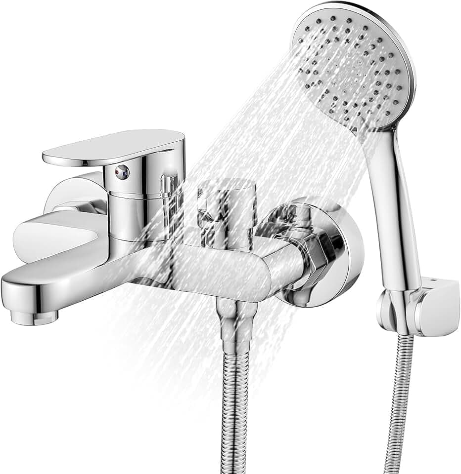 Badewannenarmatur mit 3 Funktionen,Handbrause und 1,5 m Wasserschlauch