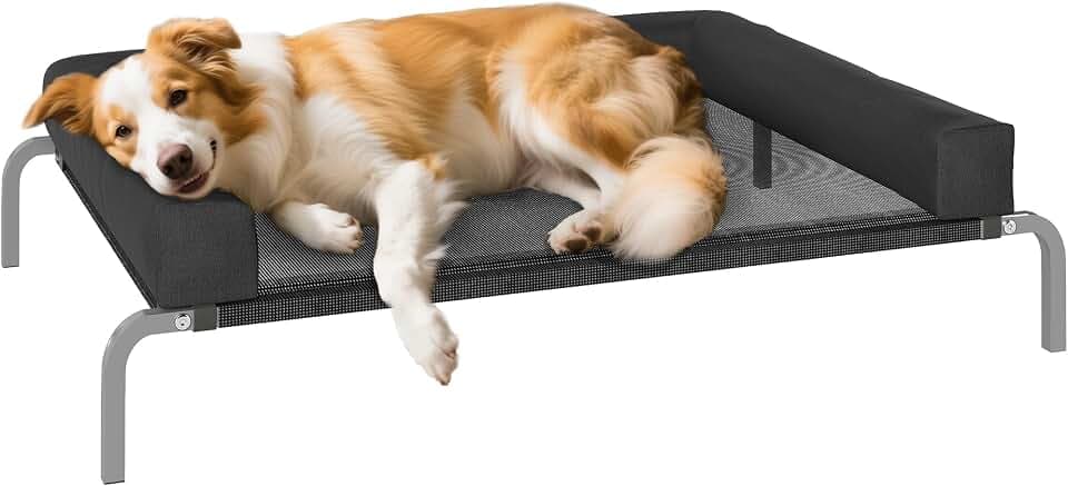 PawHut Erhöhtes Hundebett herausnehmbare Polster 110x75x30cm Schwarz