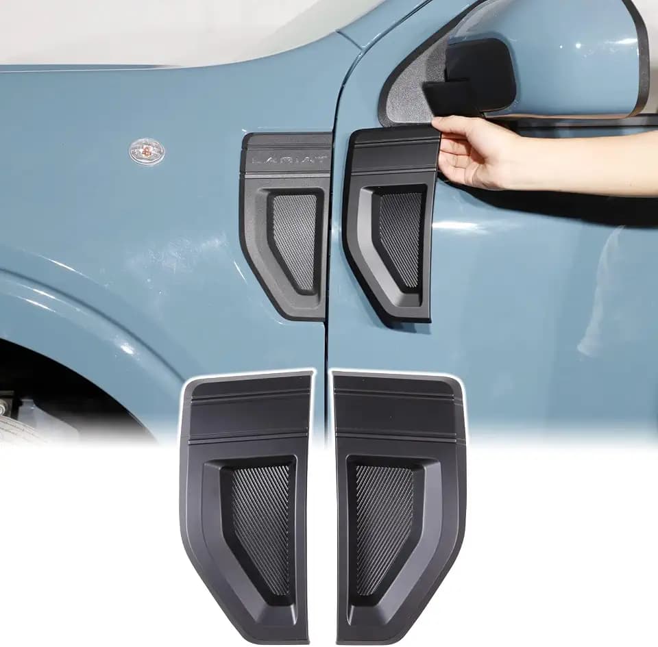 Aunginsy Car Fender Side Vents Trim Cover Compatible with Ford Maverick 2022-2024 2025 2026, Front Fender Air Outlet Panel Covers Hood Side Air Flow Intake Spoiler Decoration ABS Exterior Accessories