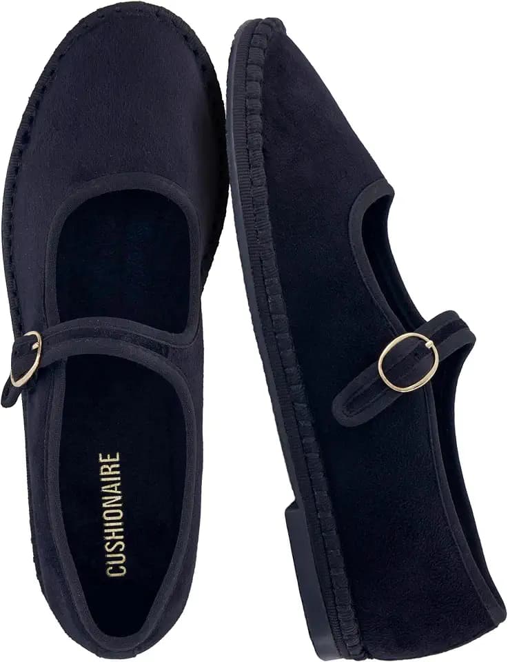 CUSHIONAIRE Missy Mary Jane Ballet Flats for Women, Breathable Lightweight Womens Flats with Adjustable Buckle and Cushioned Memory Foam