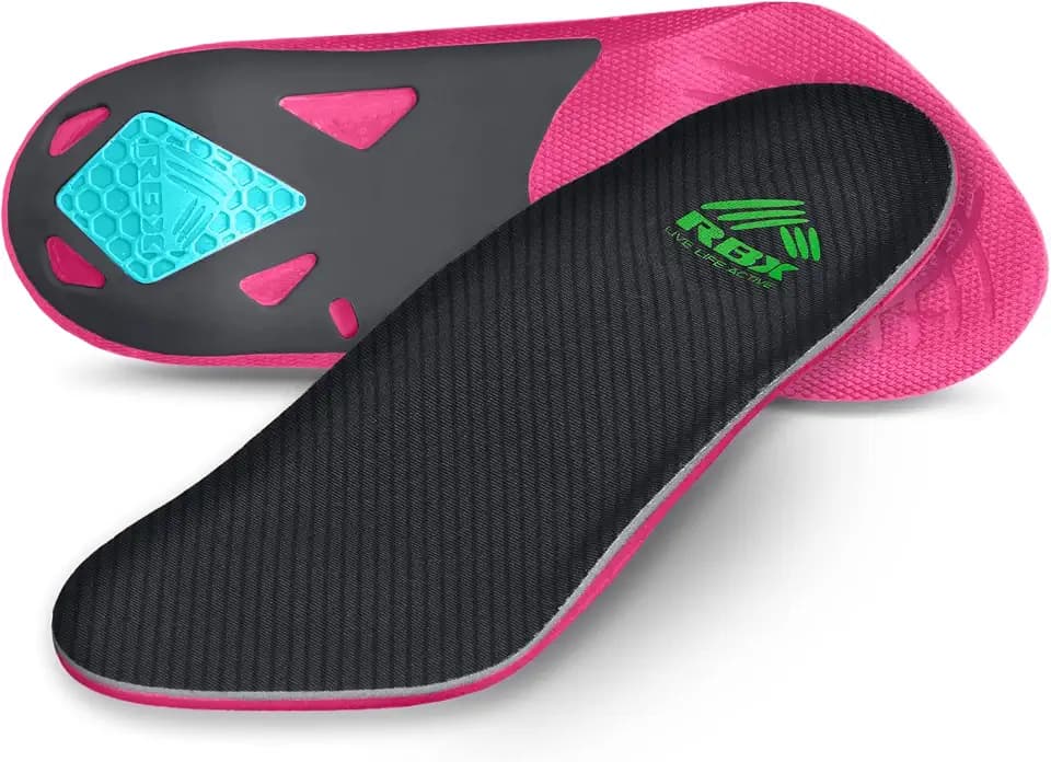 RBX Plantar Fasciitis Ortho Insoles, 3/4 Size for Women (Pink)