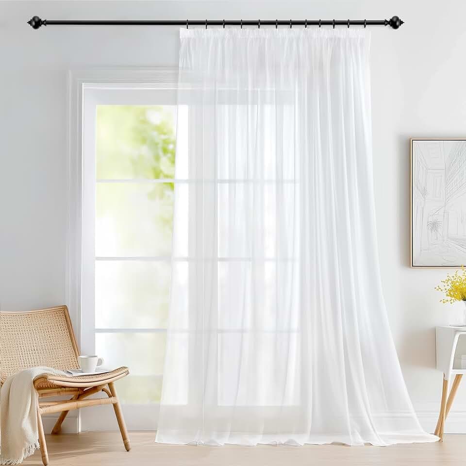 Deconovo Sheer Vorhang Schlafzimmer Extra Breite Wohnzimmer Vorhänge Weiß