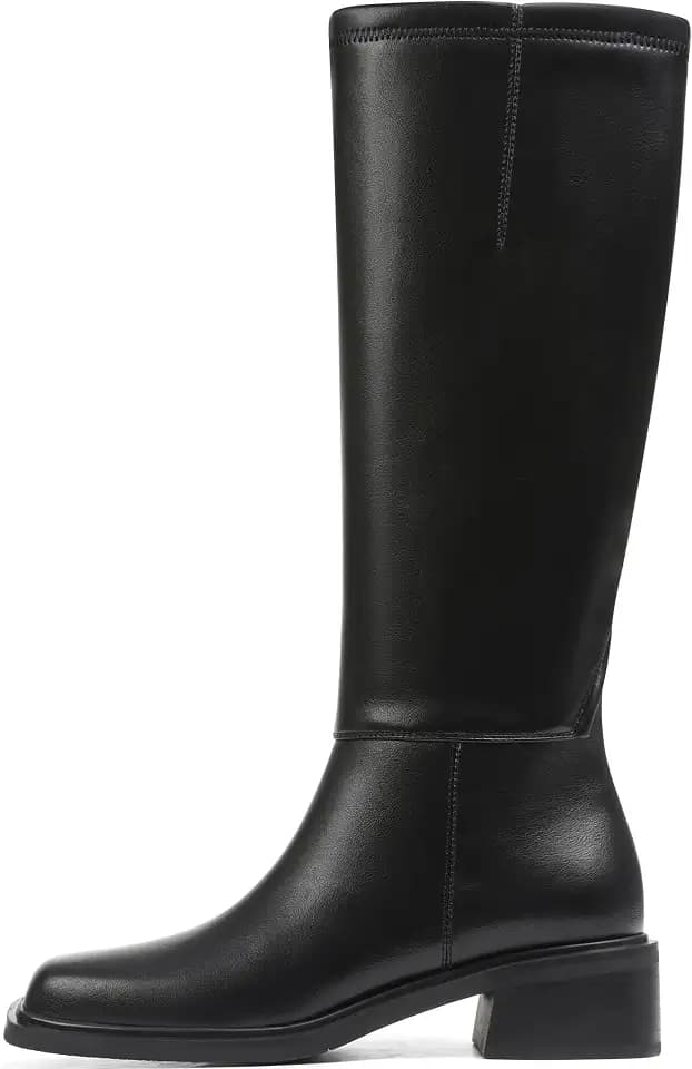 Women's Knee High Boots 2026 Square Toe Chunky Block Low Heels Tall Boots