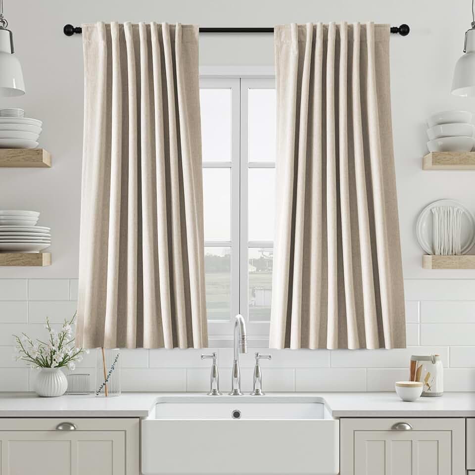 UHITECH Blackout Curtains for Bedroom 54 Inch Long Oatmeal 2 Panels