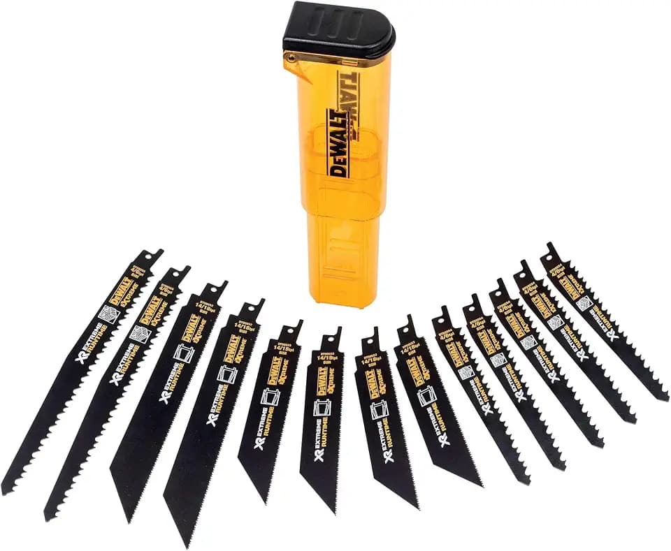 Dewalt 13-tlg. XR Extreme Runtime Säbelsägeblatt-Set DT99551 (für Metall & schnelle, grobe Schnitte in Hart- und Weichholz mit Nägeln, hohe Verschleißfestigkeit, Universal-Schaft 1/2")